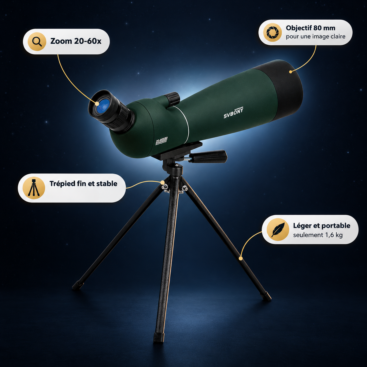 Détail du boîtier étanche IPX6 de la longue-vue Astrolunette 80 mm
