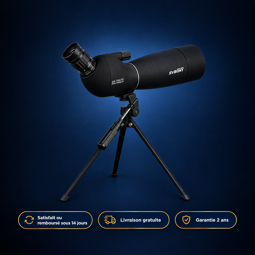 Ensemble complet de la longue-vue zoom Astrolunette 70 mm avec trépied de table